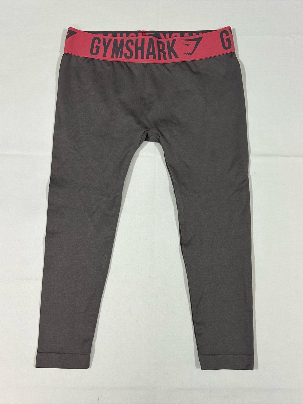 Gymshark Womens XS Leggings Gray Rose Waist Band Compression Cropped Gym Workout